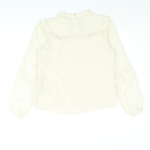 Oasis Womens Ivory Polka Dot Polyester Basic Blouse Size 12 Mock Neck