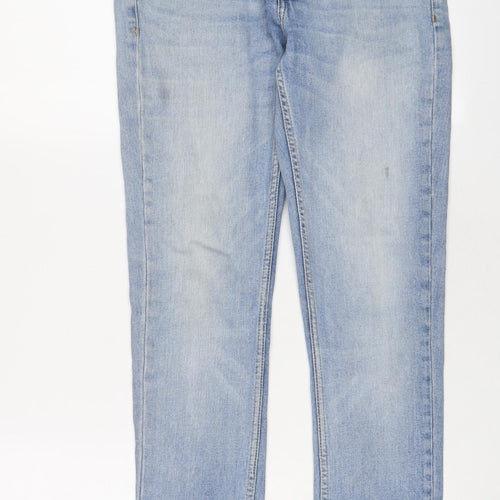 Topman Mens Blue Cotton Skinny Jeans Size 28 in L30 in Regular Zip - Short Leg
