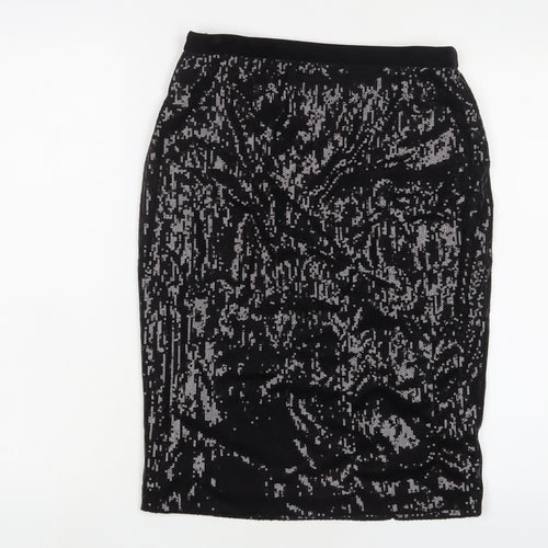 Marks and Spencer Womens Black Polyester A-Line Skirt Size 10 - Sequins