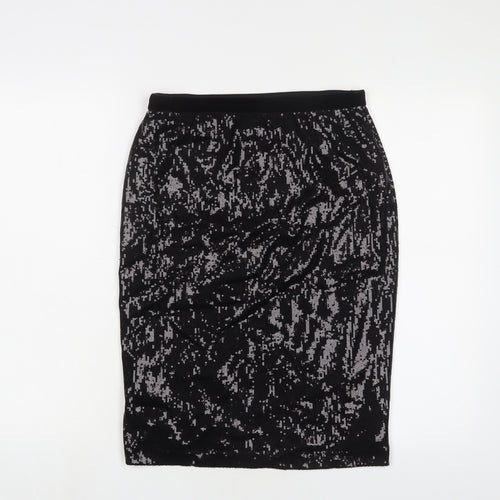 Marks and Spencer Womens Black Polyester A-Line Skirt Size 10 - Sequins