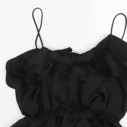 Topshop Womens Black Polyester Cropped Tank Size 8 V-Neck