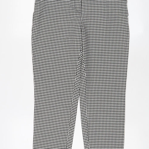 Monki Womens Black Herringbone Polyester Trousers Size 8 L28 in Regular Zip