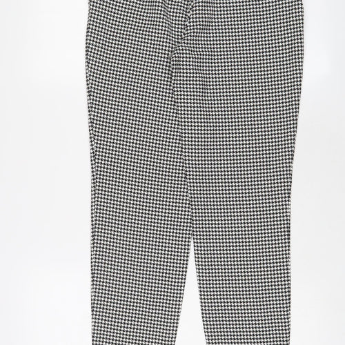 Monki Womens Black Herringbone Polyester Trousers Size 8 L28 in Regular Zip