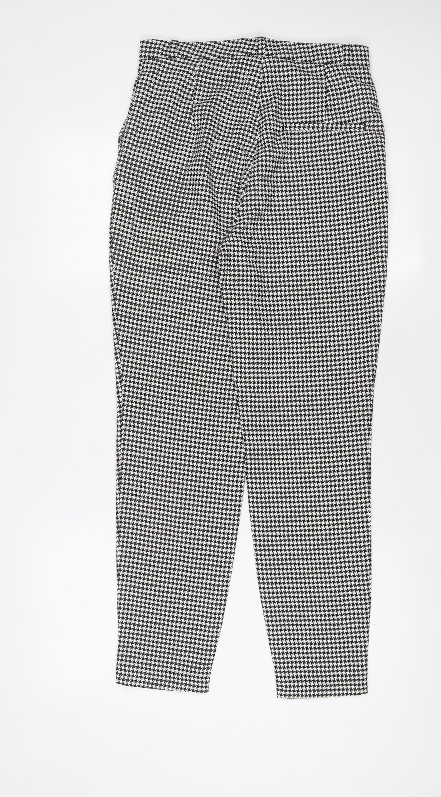 Monki Womens Black Herringbone Polyester Trousers Size 8 L28 in Regular Zip