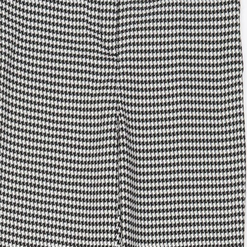 Monki Womens Black Herringbone Polyester Trousers Size 8 L28 in Regular Zip