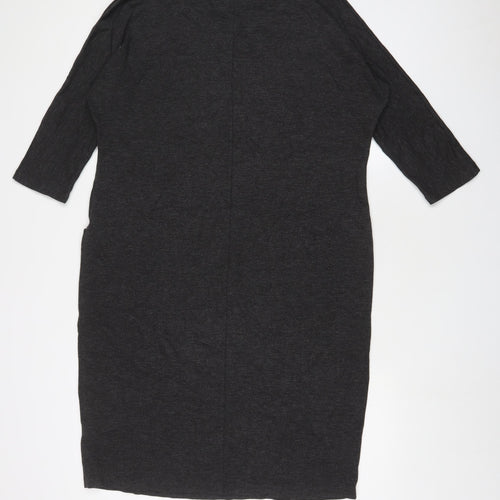Jaeger Womens Grey Viscose Sheath Size L Crew Neck Pullover
