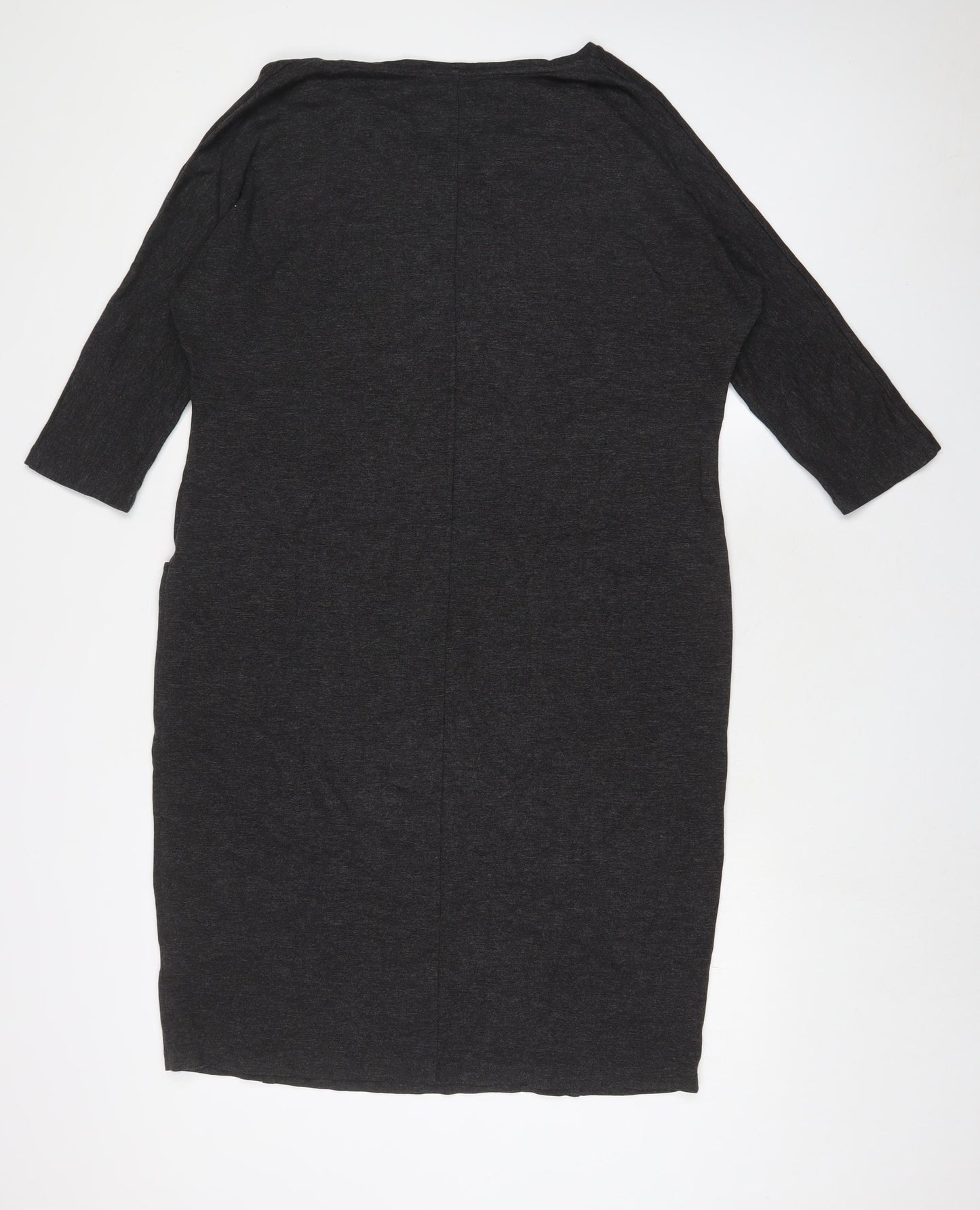 Jaeger Womens Grey Viscose Sheath Size L Crew Neck Pullover