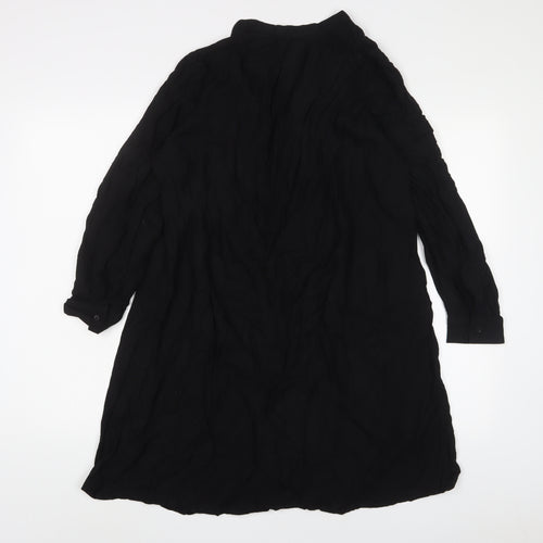 H&M Womens Black Viscose A-Line Size L V-Neck Button