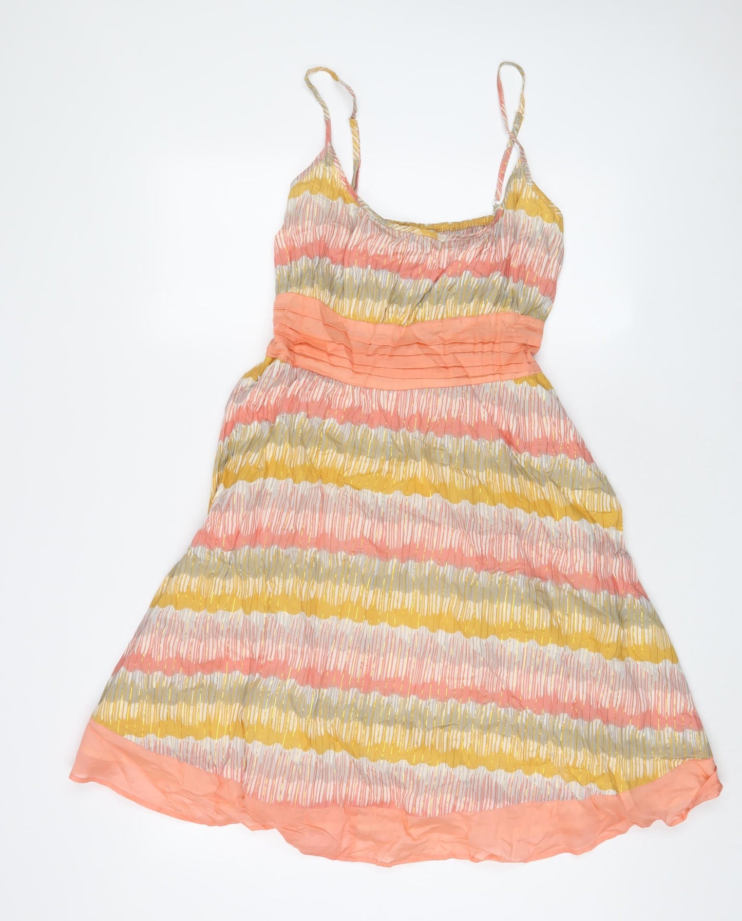 Essentic Style Womens Multicoloured Geometric Cotton A-Line Size 14 Scoop Neck Pullover