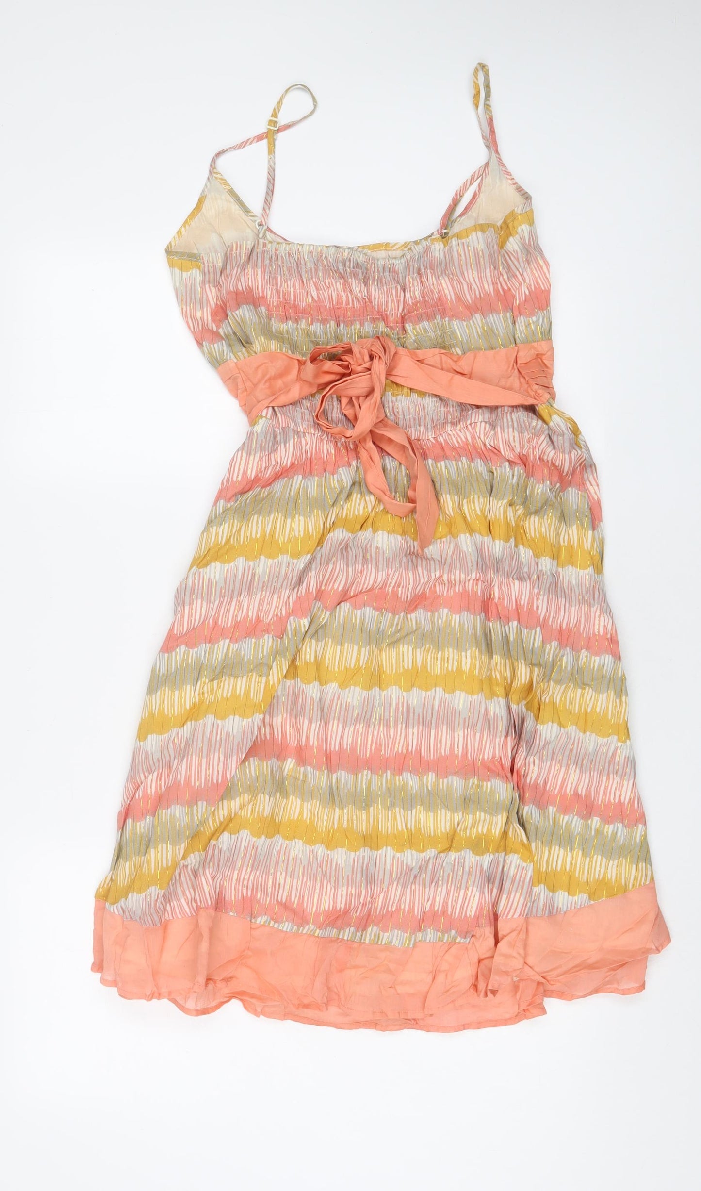 Essentic Style Womens Multicoloured Geometric Cotton A-Line Size 14 Scoop Neck Pullover