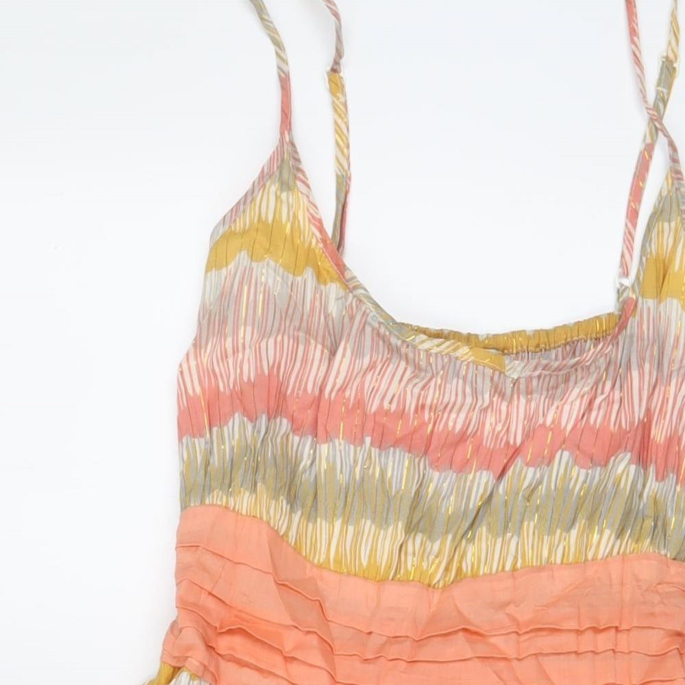 Essentic Style Womens Multicoloured Geometric Cotton A-Line Size 14 Scoop Neck Pullover