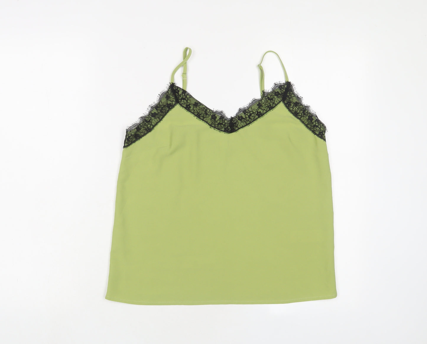 Topshop Womens Green Polyester Basic Tank Size 8 V-Neck - Lace