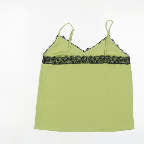 Topshop Womens Green Polyester Basic Tank Size 8 V-Neck - Lace