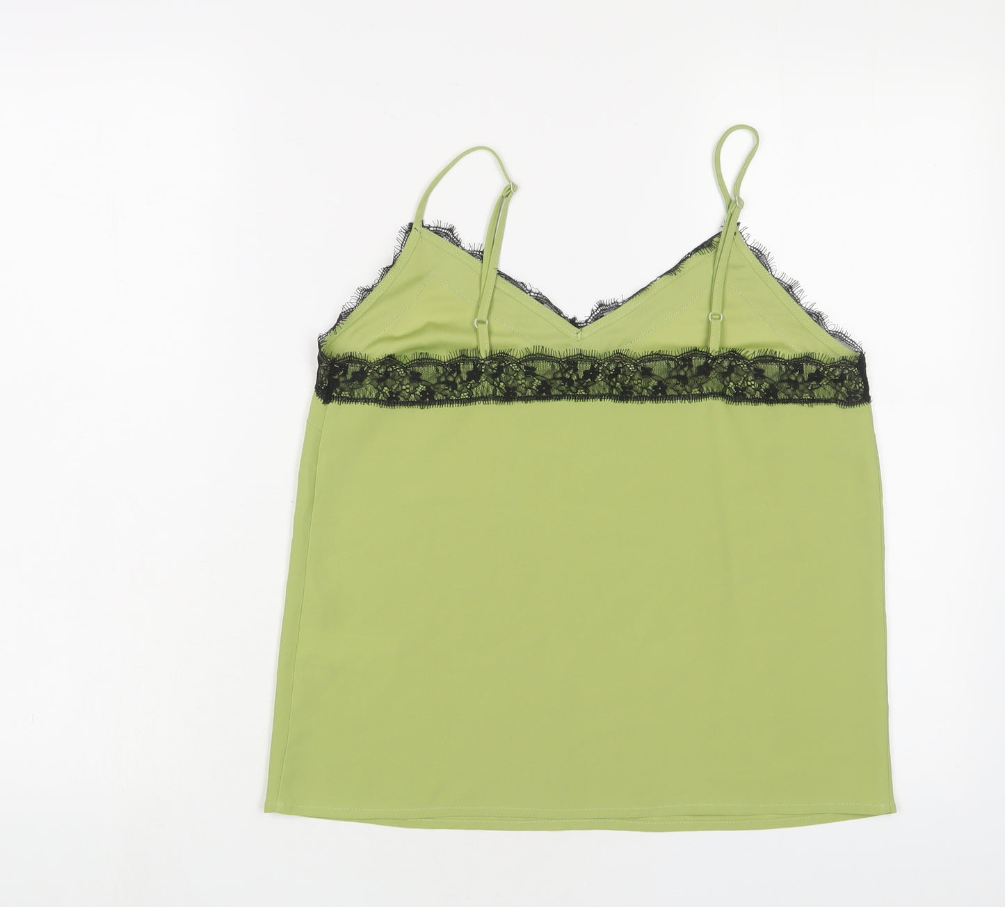 Topshop Womens Green Polyester Basic Tank Size 8 V-Neck - Lace