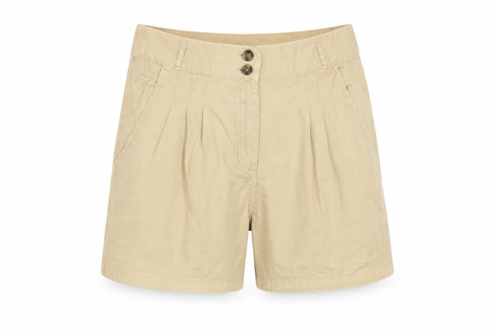 H&M Womens Beige Cotton Bermuda Shorts Size 10 L4 in Regular Zip - Pleated