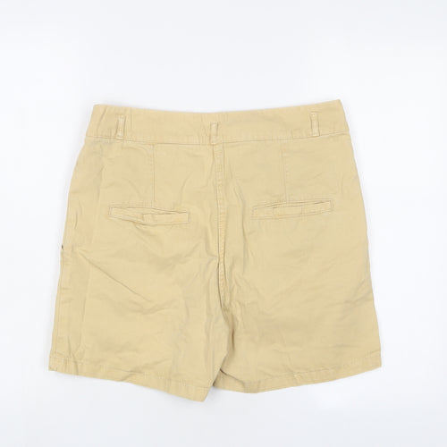 H&M Womens Beige Cotton Bermuda Shorts Size 10 L4 in Regular Zip - Pleated