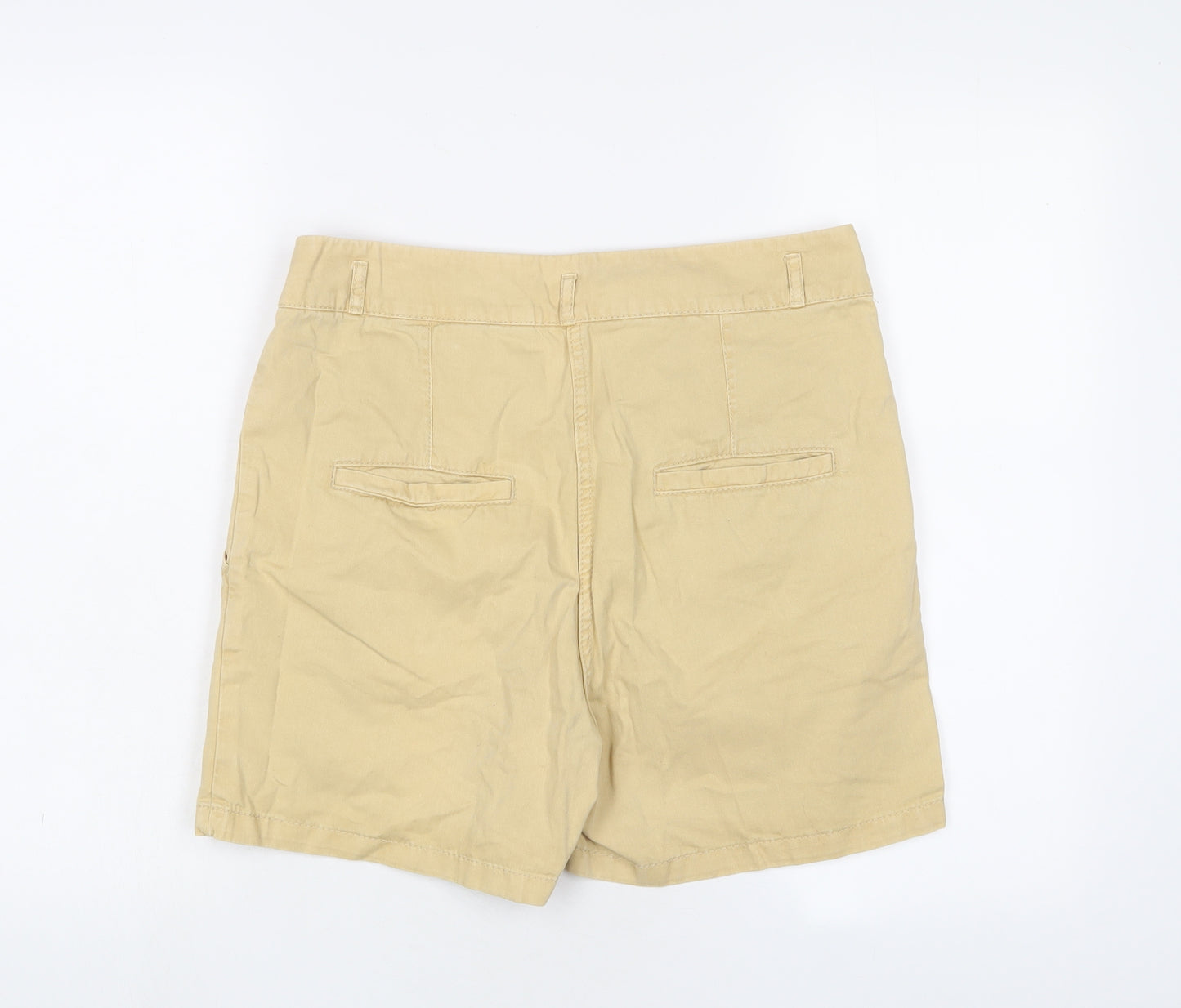 H&M Womens Beige Cotton Bermuda Shorts Size 10 L4 in Regular Zip - Pleated