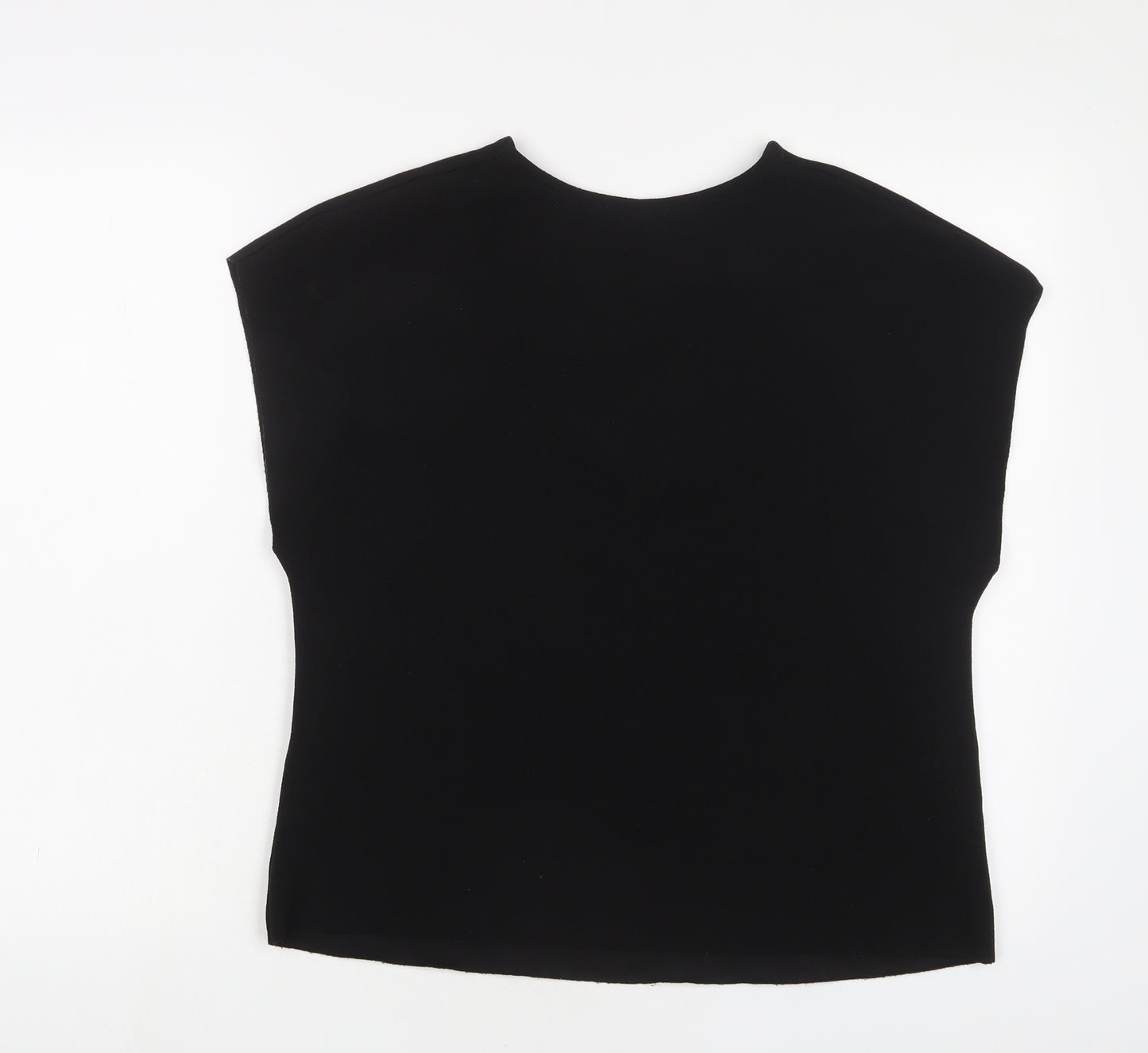 Zara Womens Black Floral Polyester Basic T-Shirt Size M V-Neck