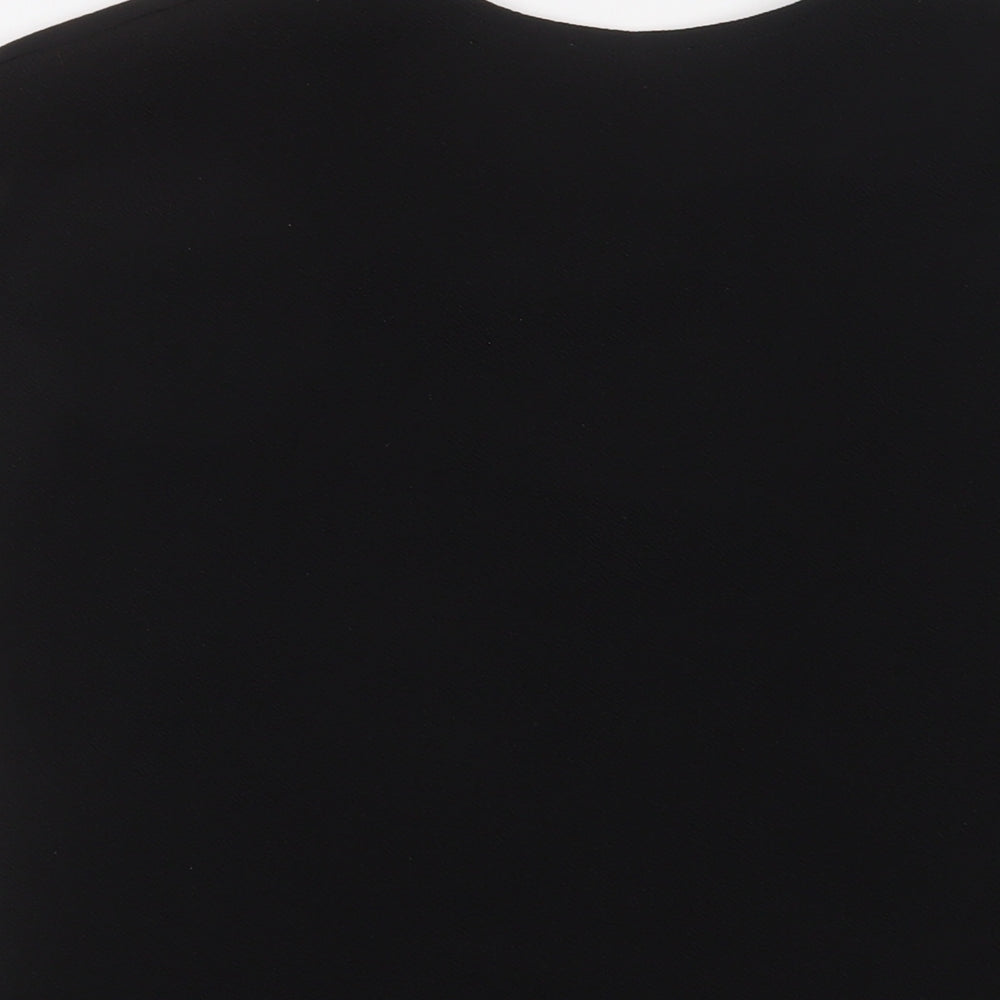 Zara Womens Black Floral Polyester Basic T-Shirt Size M V-Neck