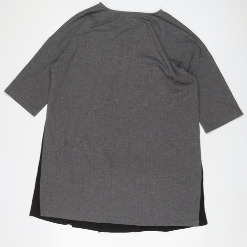 French Connection Womens Grey Polyester Tunic T-Shirt Size M V-Neck