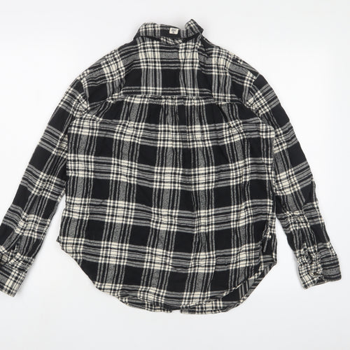 Billabong Womens Black Plaid Cotton Basic Button-Up Size S Collared