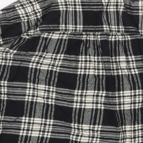 Billabong Womens Black Plaid Cotton Basic Button-Up Size S Collared