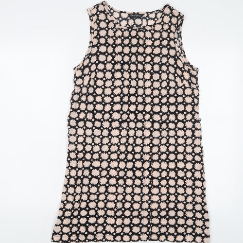 Miss Selfridge Womens Pink Geometric Viscose Sheath Size 10 Boat Neck Pullover