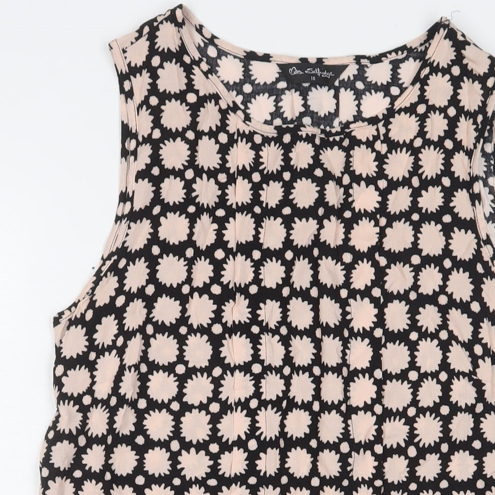 Miss Selfridge Womens Pink Geometric Viscose Sheath Size 10 Boat Neck Pullover