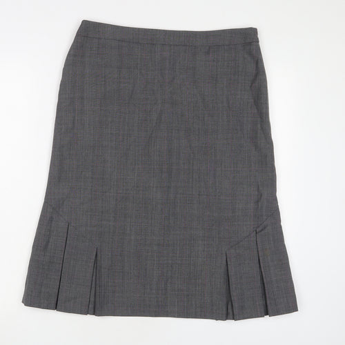 Hobbs Womens Grey Wool A-Line Skirt Size 12 Zip - Pleated