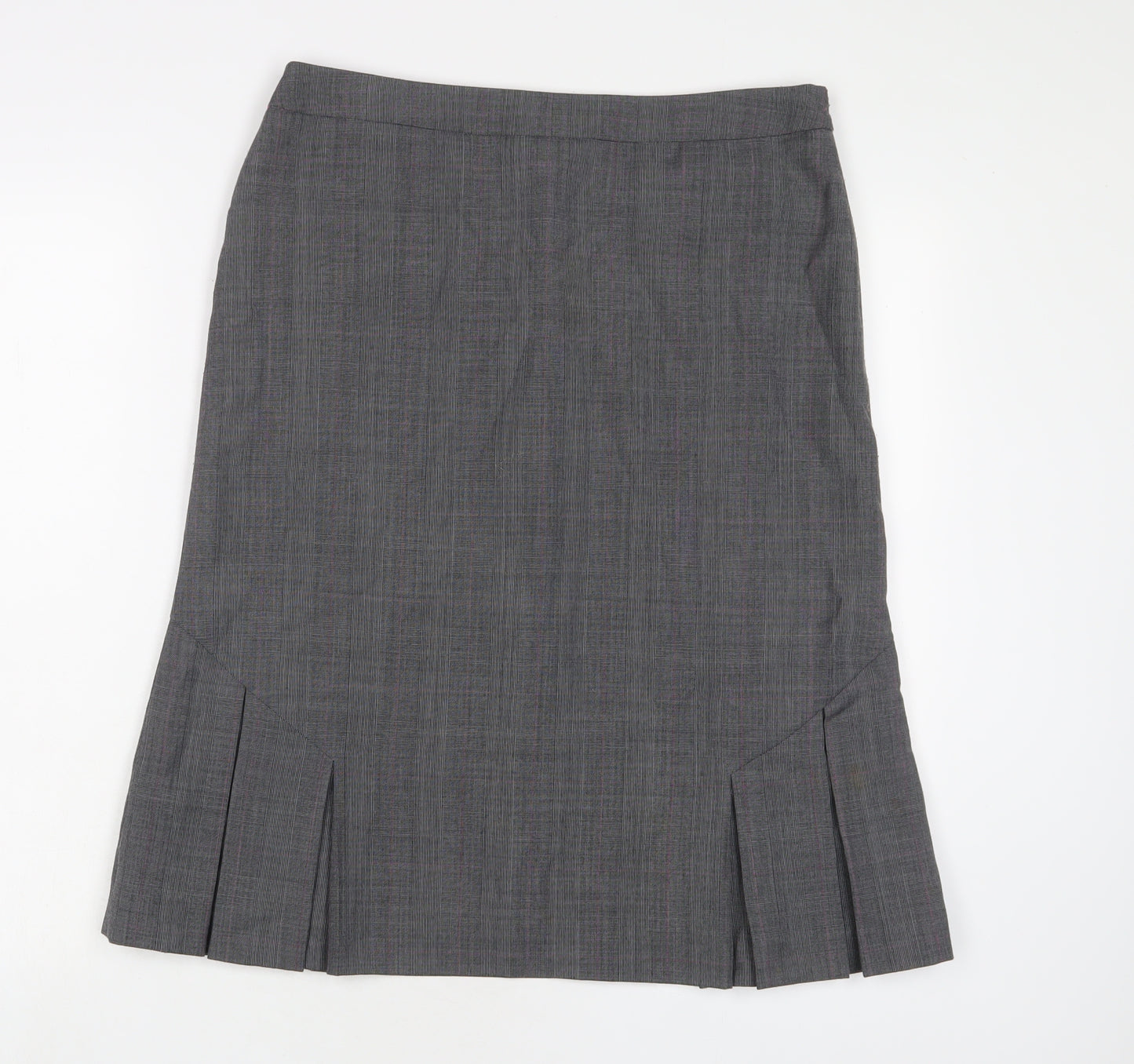 Hobbs Womens Grey Wool A-Line Skirt Size 12 Zip - Pleated