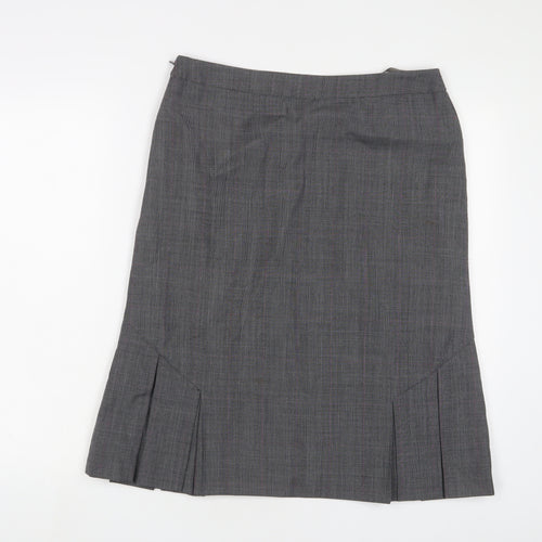 Hobbs Womens Grey Wool A-Line Skirt Size 12 Zip - Pleated