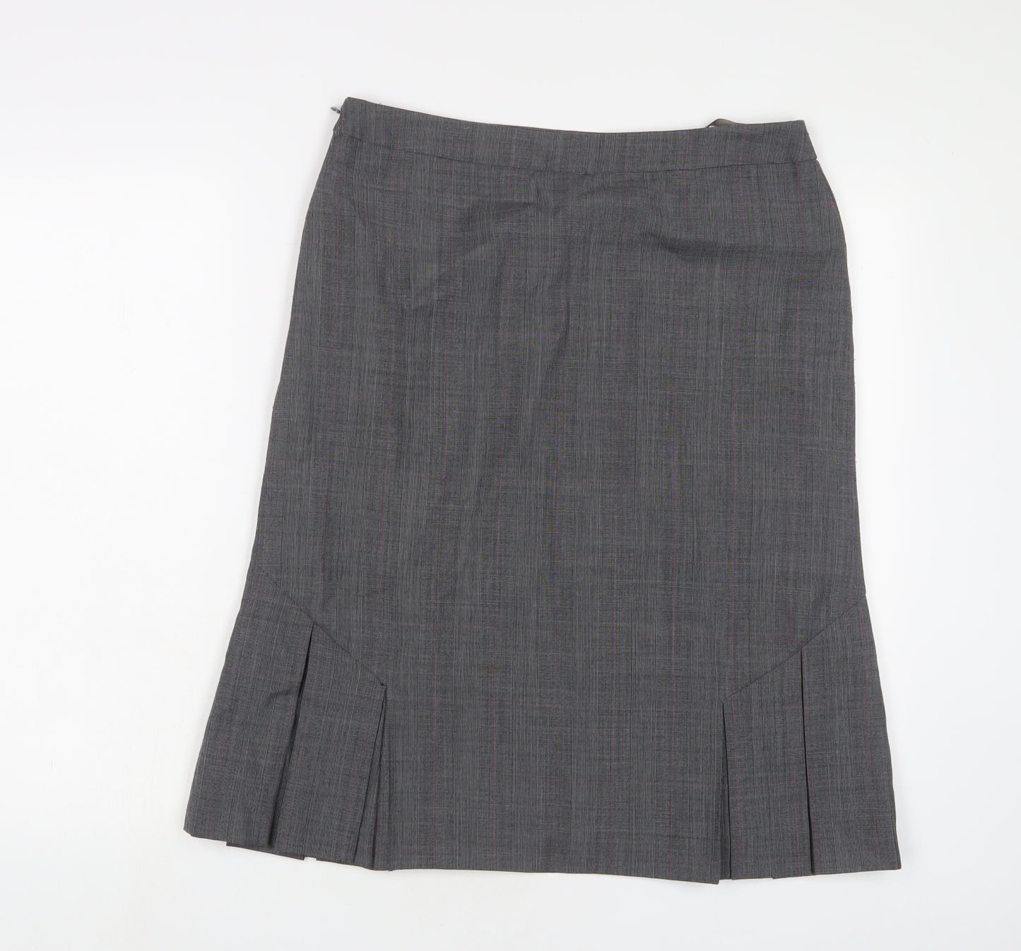 Hobbs Womens Grey Wool A-Line Skirt Size 12 Zip - Pleated