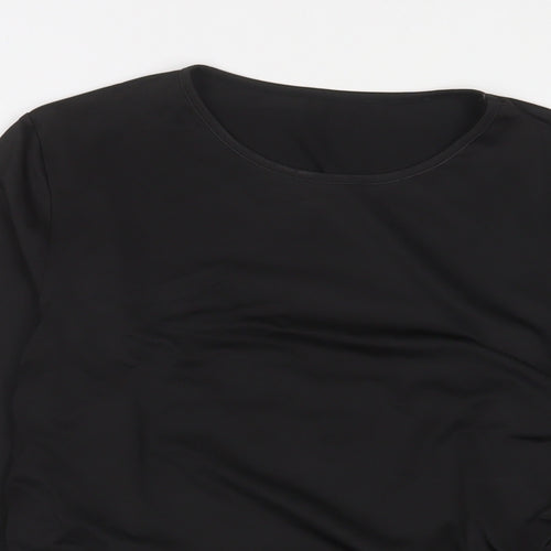 yozy Womens Black Polyester Cropped T-Shirt Size XL Crew Neck