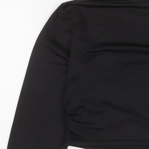 yozy Womens Black Polyester Cropped T-Shirt Size XL Crew Neck