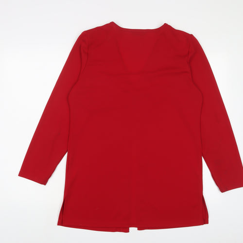 Sarah Hamilton Womens Red Jacket Blazer Size 14 Button - Beaded