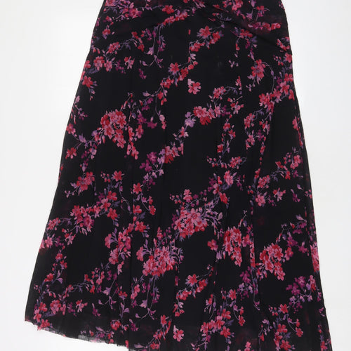 Per Una Womens Black Floral Polyamide A-Line Skirt Size 14