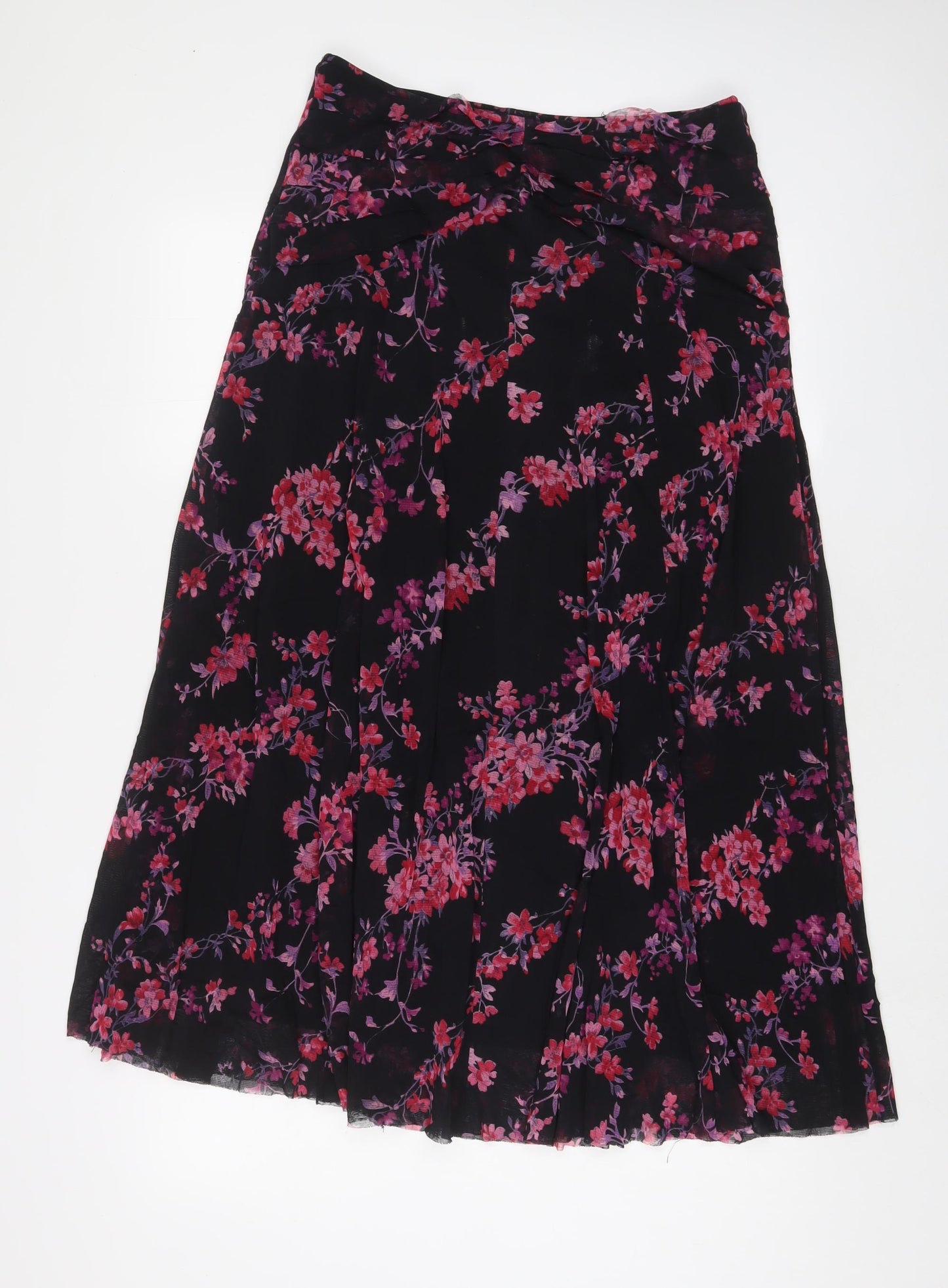 Per Una Womens Black Floral Polyamide A-Line Skirt Size 14