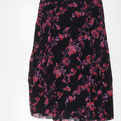 Per Una Womens Black Floral Polyamide A-Line Skirt Size 14