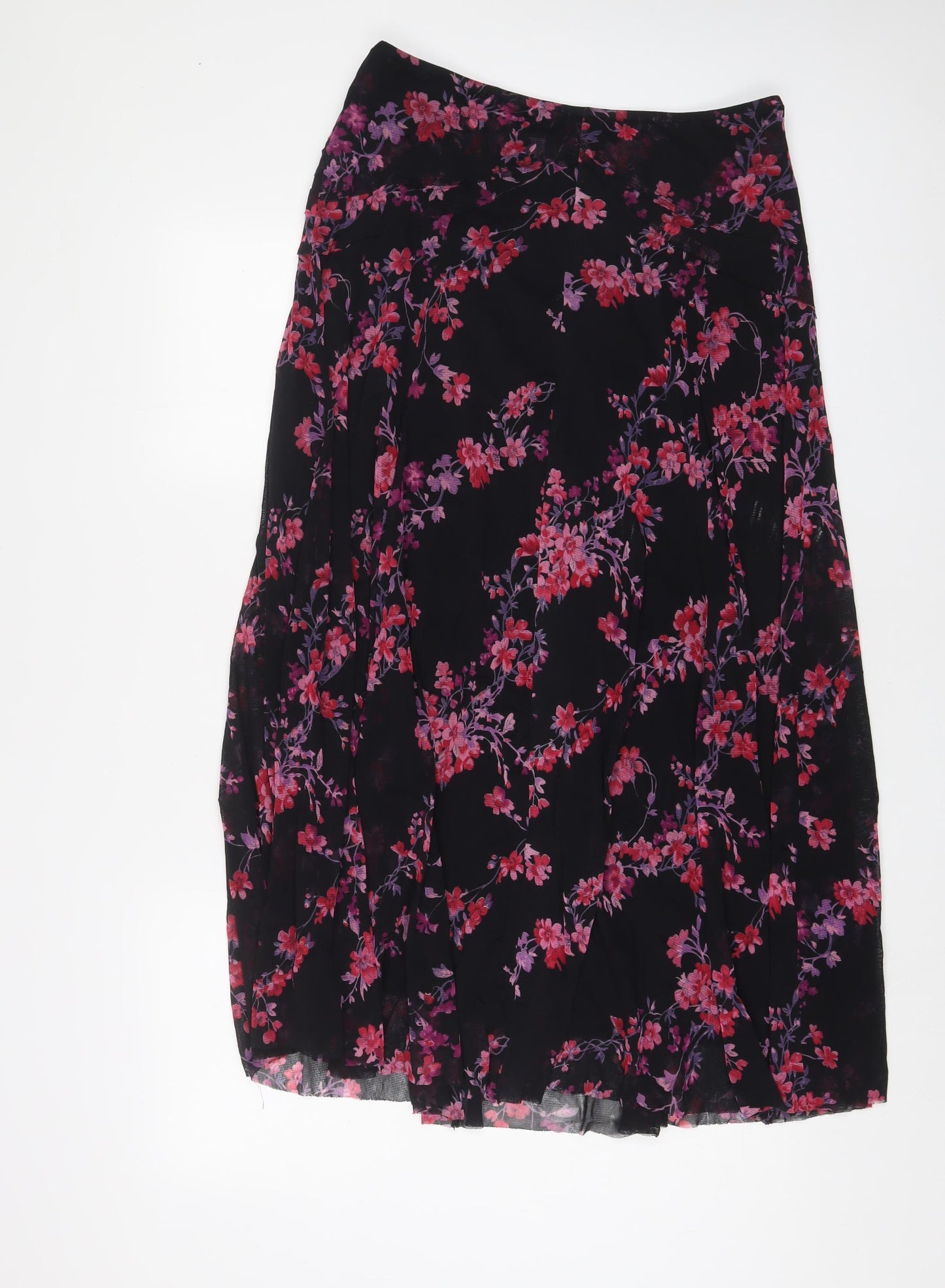 Per Una Womens Black Floral Polyamide A-Line Skirt Size 14