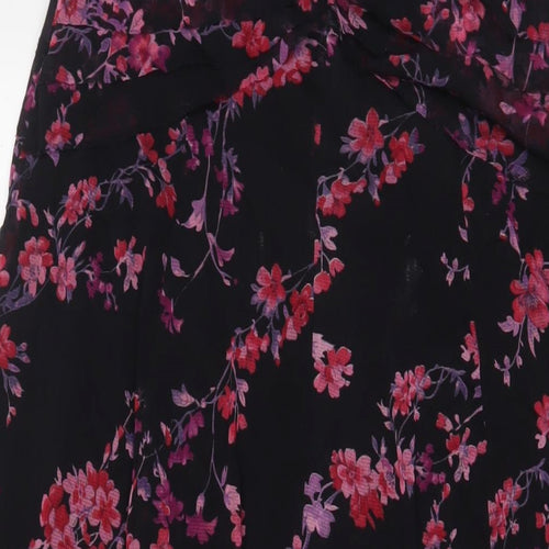 Per Una Womens Black Floral Polyamide A-Line Skirt Size 14