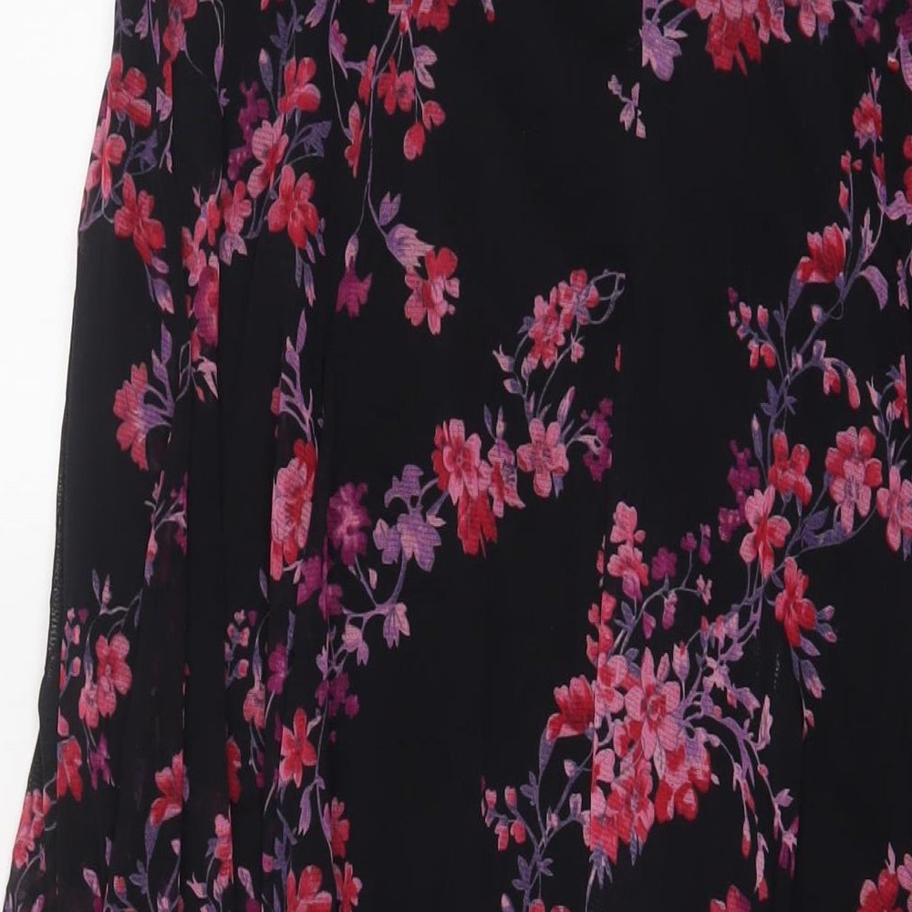 Per Una Womens Black Floral Polyamide A-Line Skirt Size 14