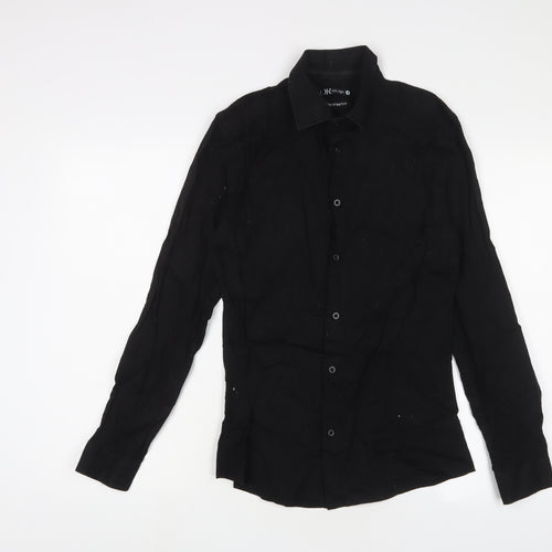 OAKRIDGE Womens Black Cotton Basic Button-Up Size S Collared