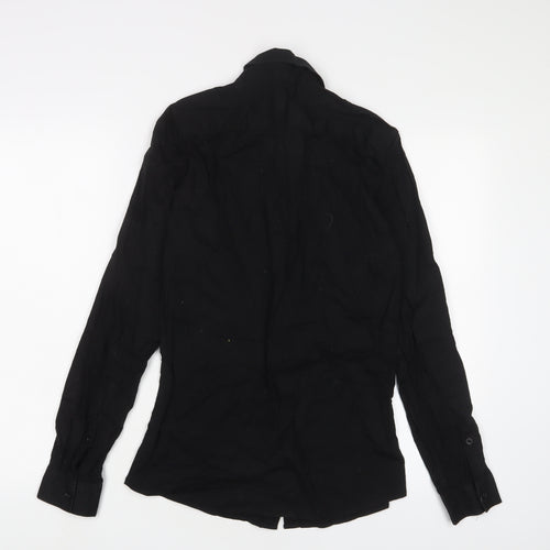 OAKRIDGE Womens Black Cotton Basic Button-Up Size S Collared