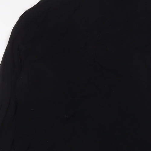 Bershka Womens Black Polyester Basic Button-Up Size S Collared