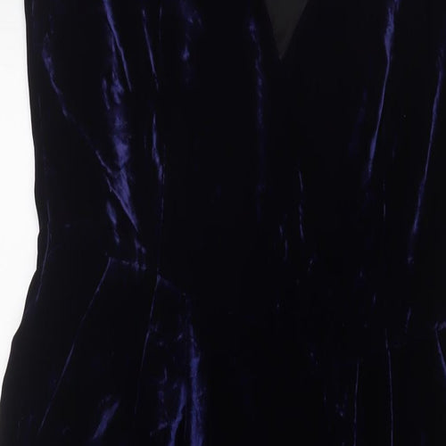 Limited Collection Womens Blue Polyester Sheath Size 14 V-Neck Zip