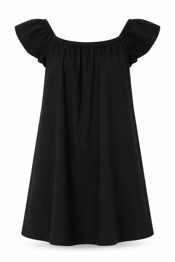 Front view of ASOS women’s black cotton a-line, size UK 10, scoop neck pullover