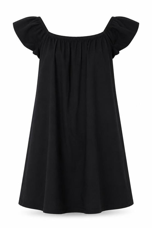 Front view of ASOS women’s black cotton a-line, size UK 10, scoop neck pullover