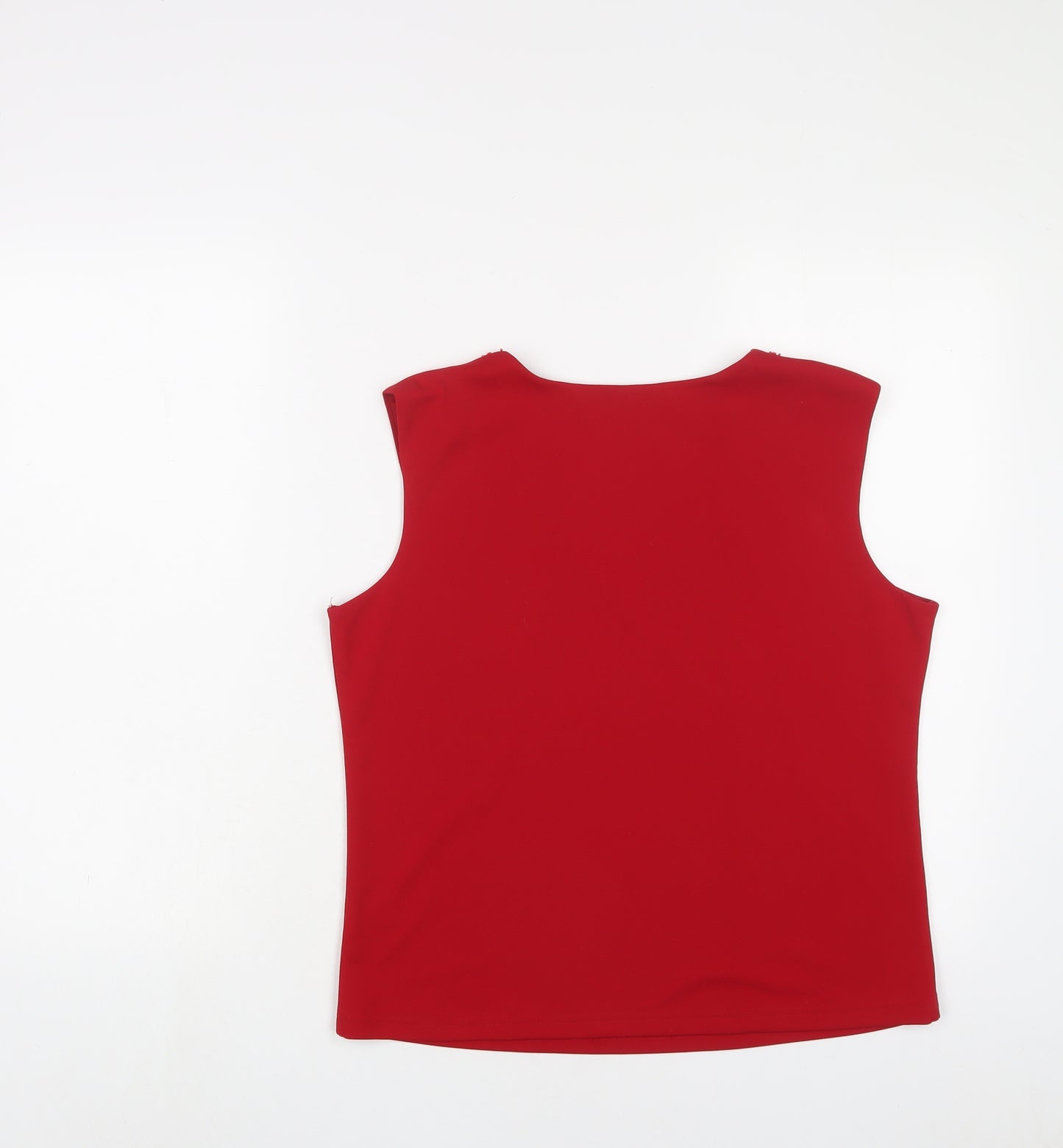 Sarah Hamilton Womens Red Polyester Basic Tank Size 16 V-Neck - Beaded