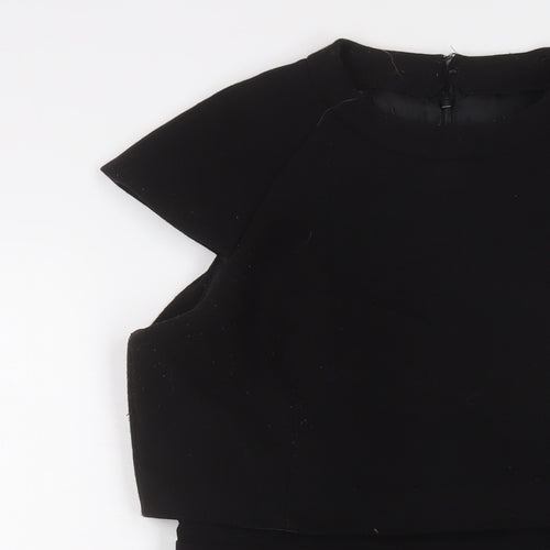 ASOS Womens Black Polyester A-Line Size 10 Crew Neck Zip