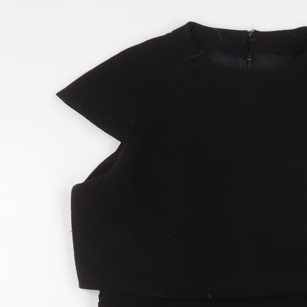 ASOS Womens Black Polyester A-Line Size 10 Crew Neck Zip